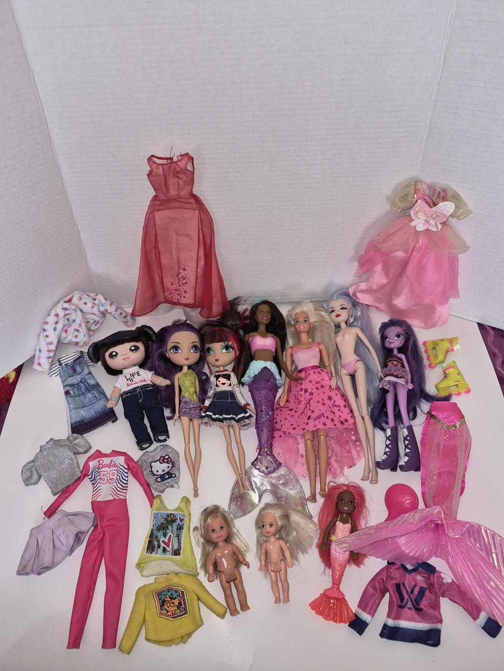 Mixed Doll Lot Barbies, La Dee Da, Winx, MLP, Baby Dolls, Clothing